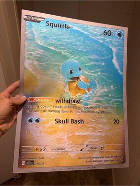 Pokémon Squirtle Wortortle Blastoise Ex 3D Holographic Lenticular Poster